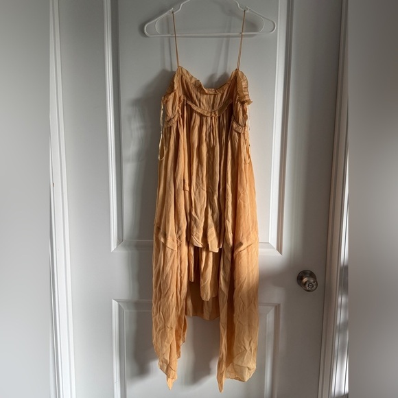 ZARA BEIGE ASYMMETRIC RUFFLED DRESS ZW COLLECTION SZ MEDIUM NEW WITH TAGS - Picture 4 of 15